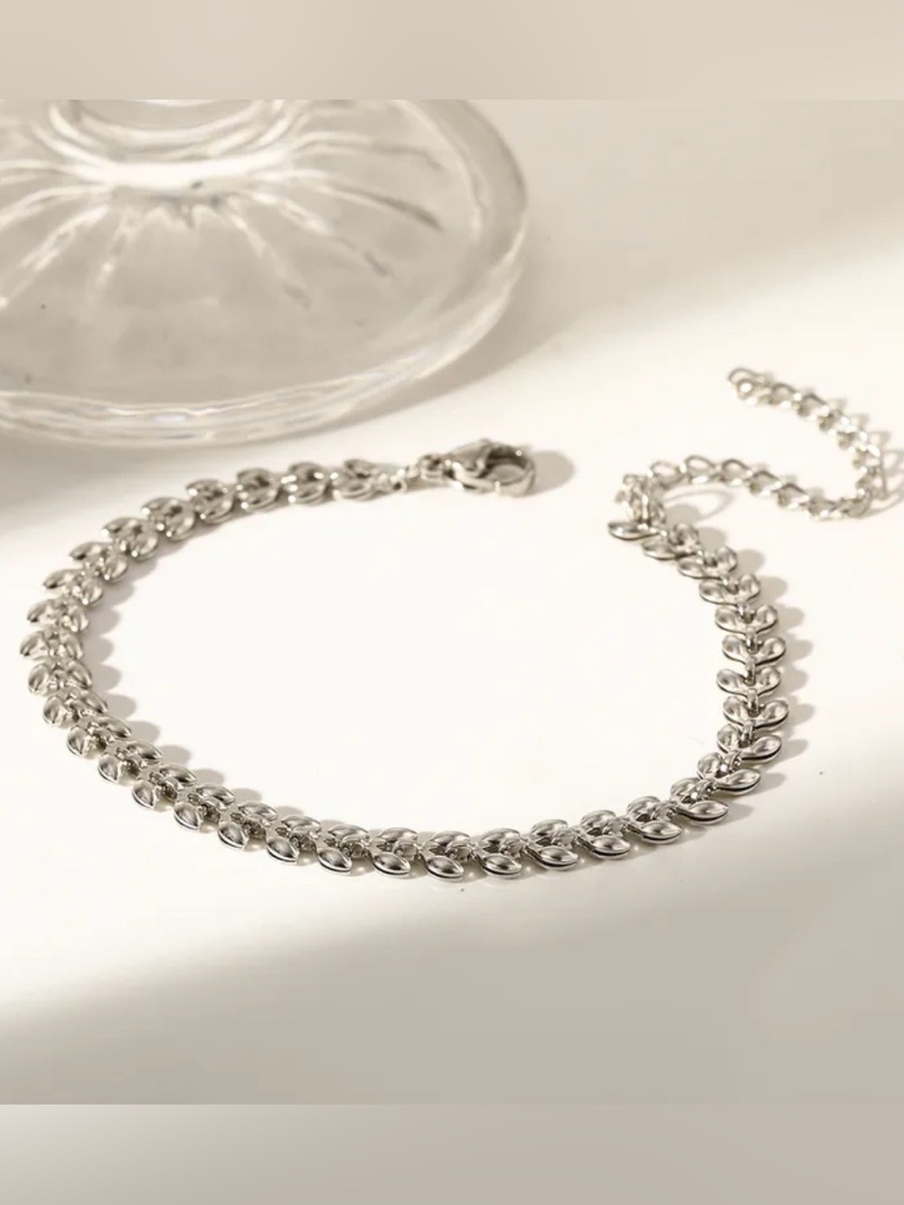 Silver Leaf Link Bracelet | Stainless Steel